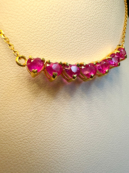 Heart-Shape Natural Unheated Burmese Ruby (2.25 CT) Pendant Necklace in 20K Solid Gold.