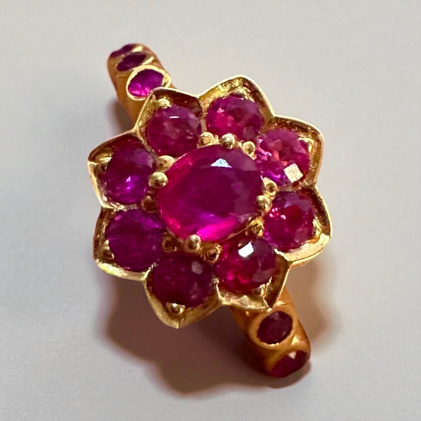 Lotus Blossom Natural Unheated Burmese Ruby (2.5CT) Ring set in 20K Solid Gold.