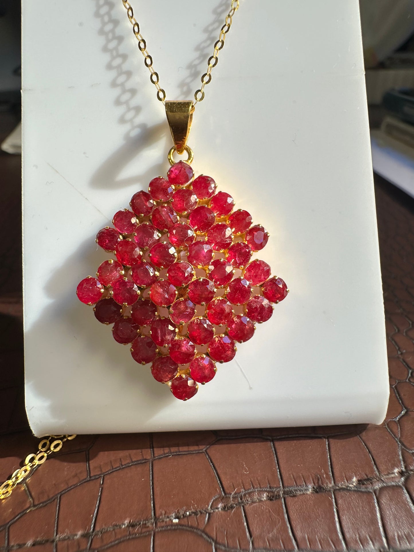 Natural Unheated Mogok Ruby Cluster Pendant | 4.00ct Ruby | 18ct Gold
