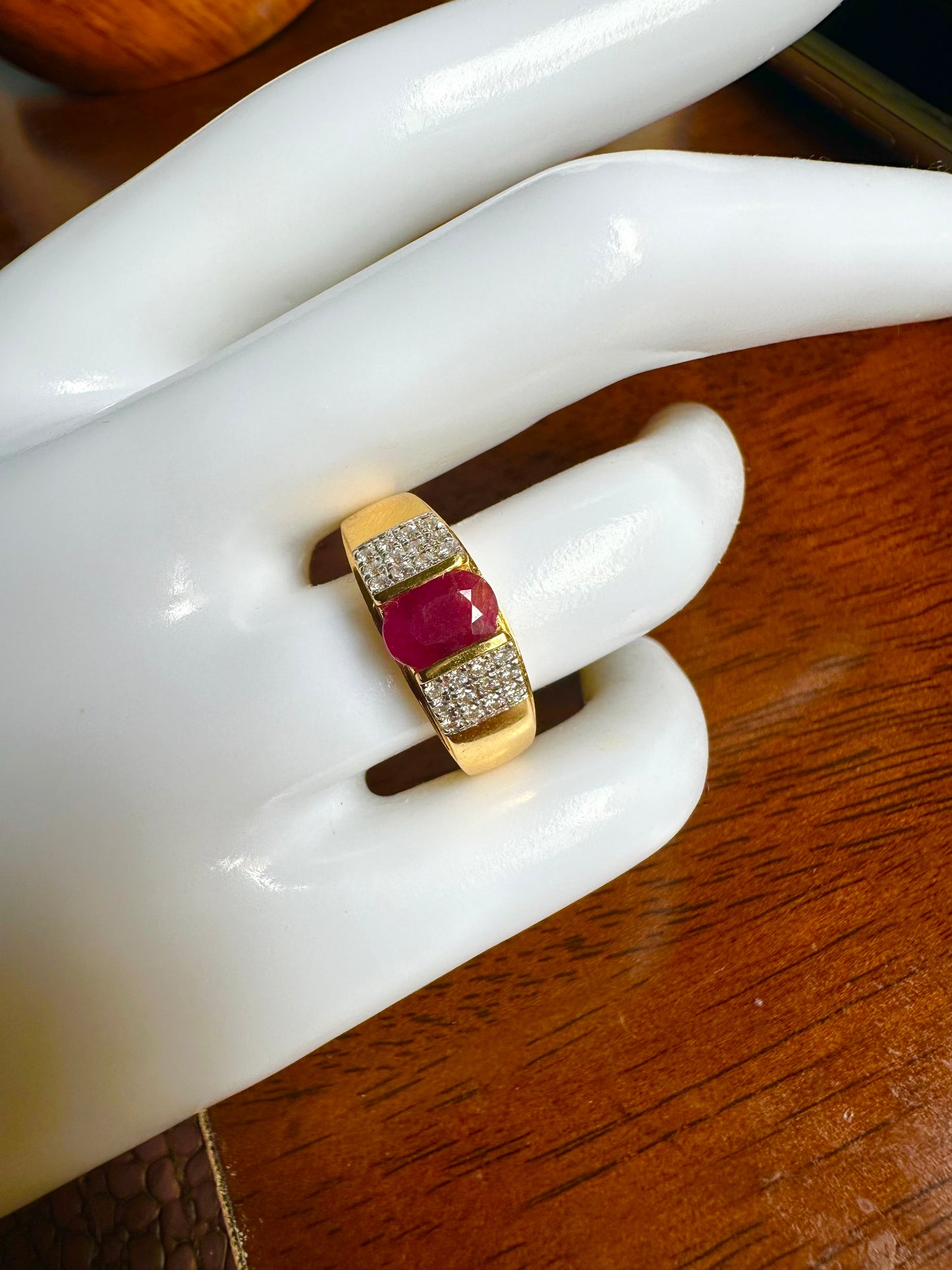Unisex Unheated Burmese  Ruby Ring with Diamonds