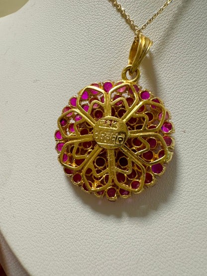 Mogok Ruby Radiance – 9.00CT Natural Unheated Burmese Ruby & 22K Gold Statement Pendant