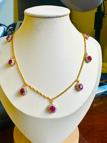 Ruby Romance – Natural Burmese Ruby (3.5CT) & Diamond 18K Gold Necklace