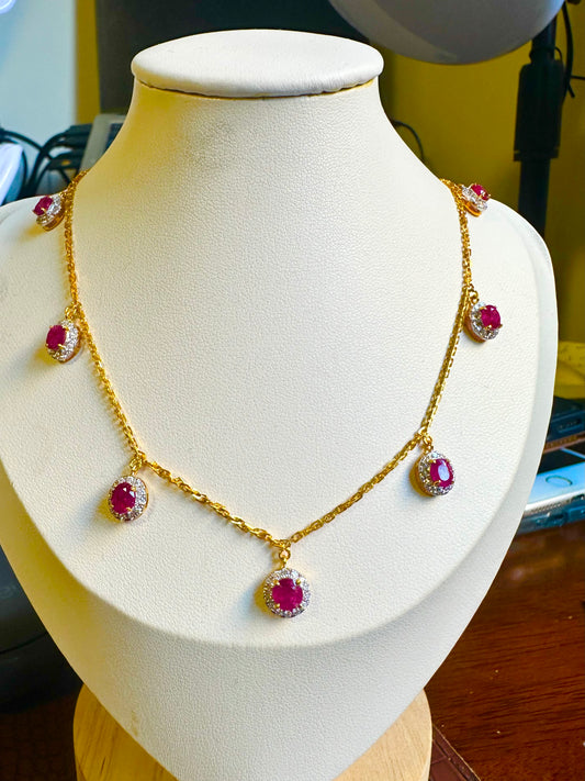 Ruby Romance – Natural Burmese Ruby (3.5CT) & Diamond 18K Gold Necklace