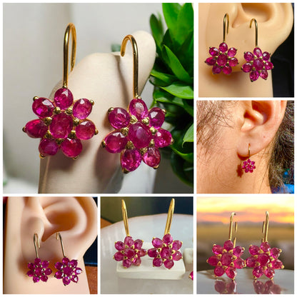 Stunning and Quality Earrings- Featuring Natural Unheated Burmese Ruby (2.752)  in 20K Solid Gold.