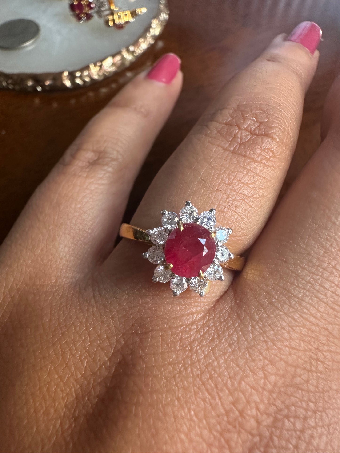 Diana-Inspired Natural Unheated Burmese Ruby (1.28ct) & Diamond Engagement Ring