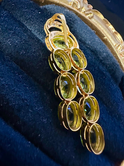 Natural Unheated Burmese Peridot (11 CT) and Natural Diamonds Pendant in 18K Solid Gold