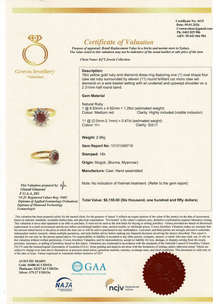 Diana-Inspired Natural Unheated Burmese Ruby (1.28ct) & Diamond Engagement Ring