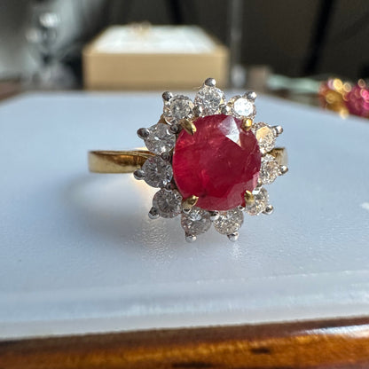 Diana-Inspired Natural Unheated Burmese Ruby (1.28ct) & Diamond Engagement Ring