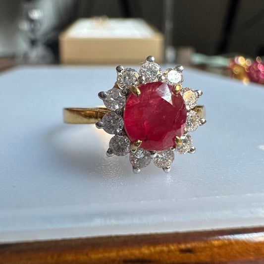 Diana-Inspired Natural Unheated Burmese Ruby (1.28ct) & Diamond Engagement Ring