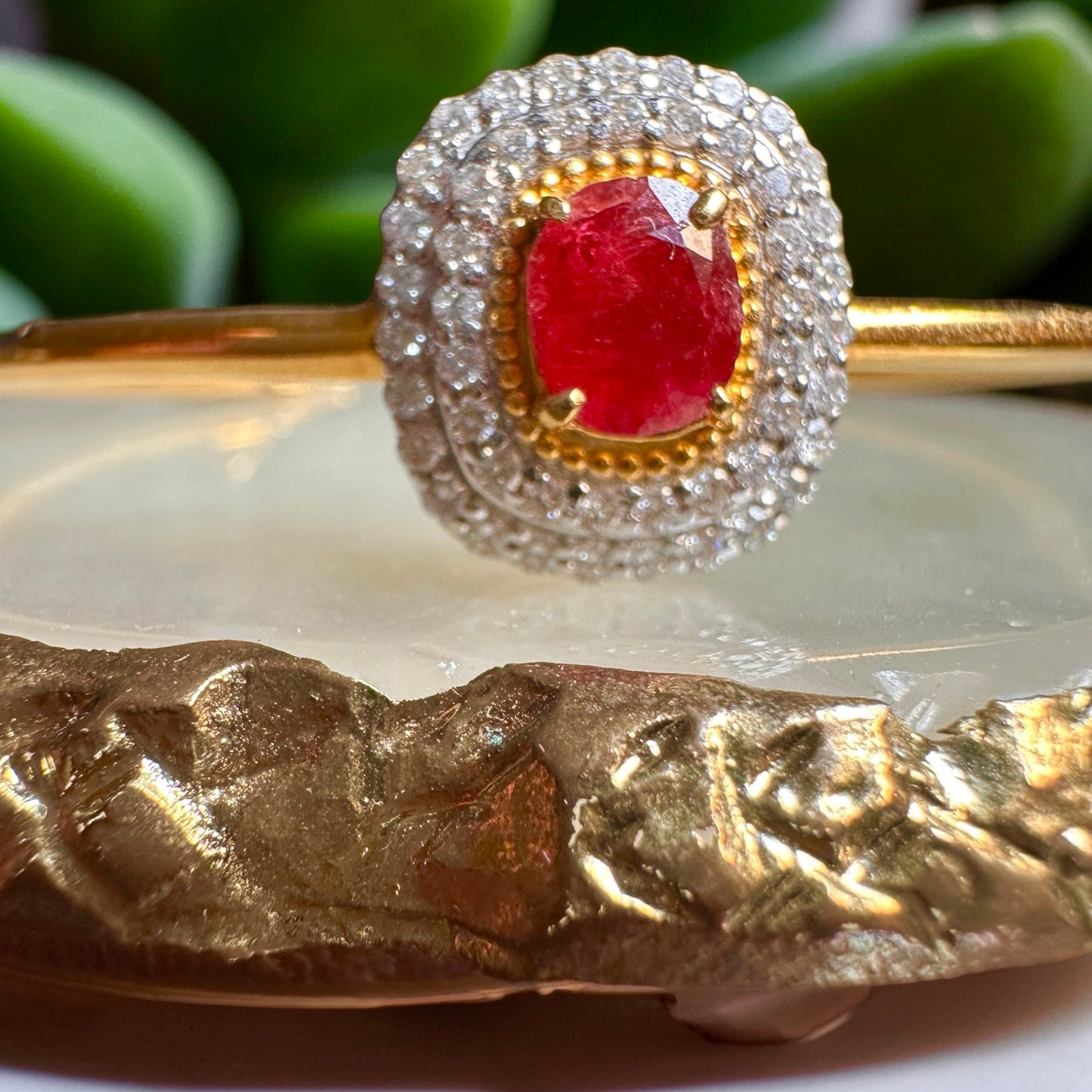 Natural Unheated Burmese Rubies and Natural Diamonds Bangle in 18K Solid Gold