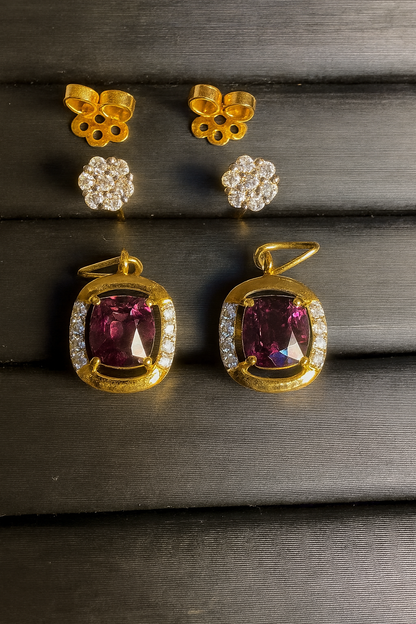 Multi-Way Natural Unheated Burmese Spinel Earrings – Includes Natural Diamond Studs