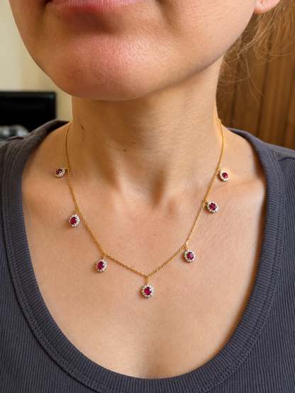 Ruby Romance – Natural Burmese Ruby (3.5CT) & Diamond 18K Gold Necklace