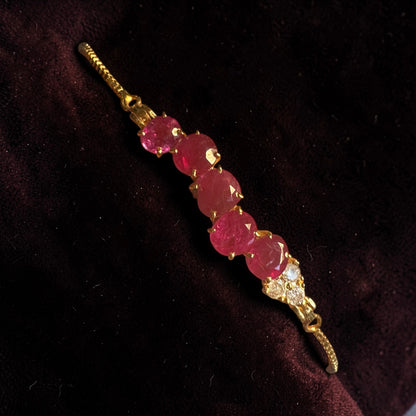 Elegant Natural Unheated Burmese Ruby & Diamond Adjustable Bracelet in 18ct Yellow Gold