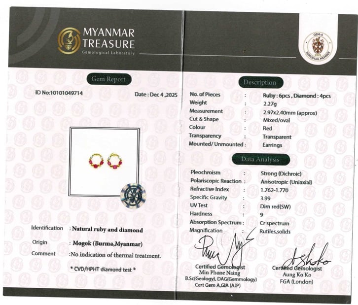 Elegant Natural Unheated Ruby & Diamond Stud Earrings in 18K Gold – Perfect for Everyday Wear