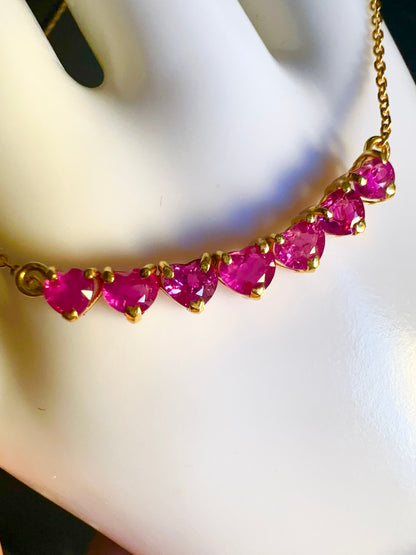Heart-Shape Natural Unheated Burmese Ruby (2.25 CT) Pendant Necklace in 20K Solid Gold.
