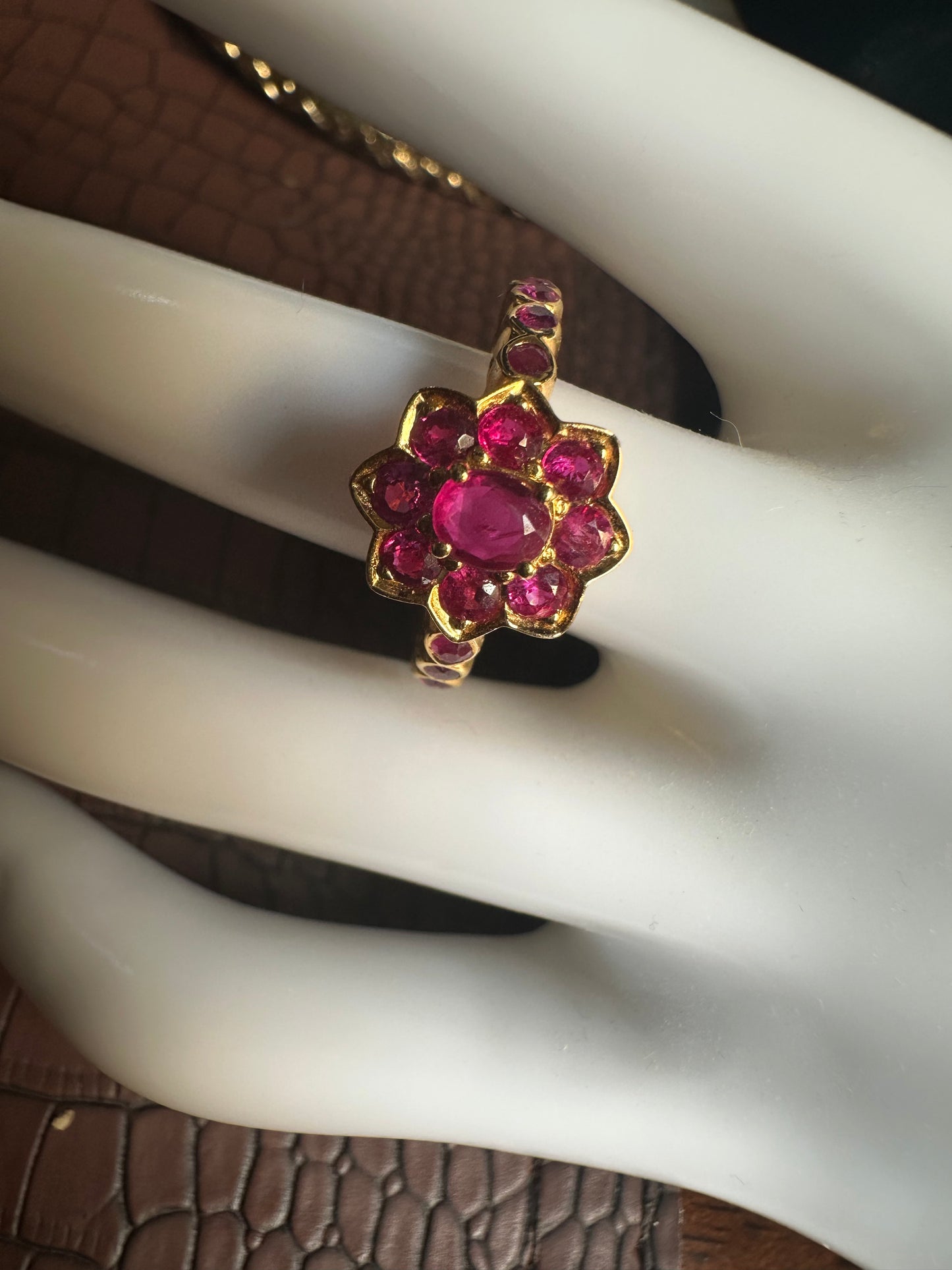 Lotus Blossom Natural Unheated Burmese Ruby (2.5CT) Ring set in 20K Solid Gold.