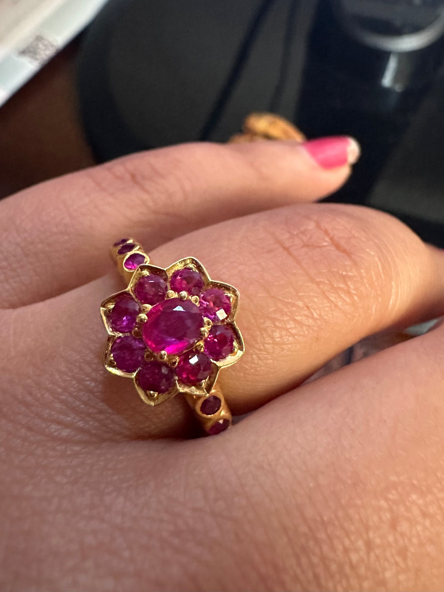 Lotus Blossom Natural Unheated Burmese Ruby (2.5CT) Ring set in 20K Solid Gold.