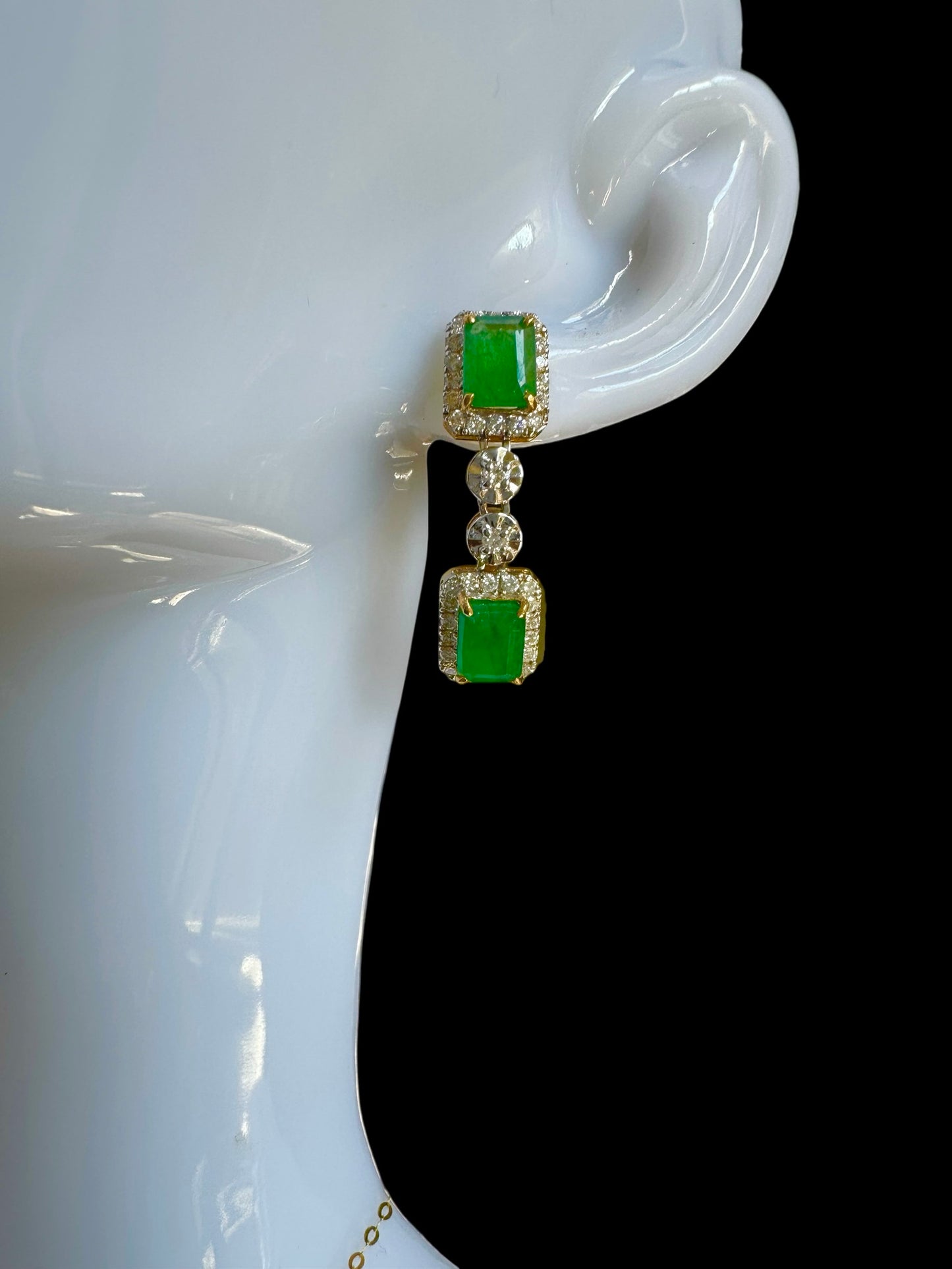 Two-Step Drop Natural Emerald & Diamond Statement Set