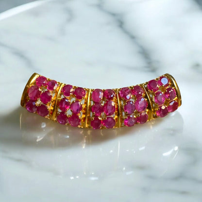 Artisanal Choker or Pendant with Natural Unheated Burmese Rubies in Solid Gold Chain.