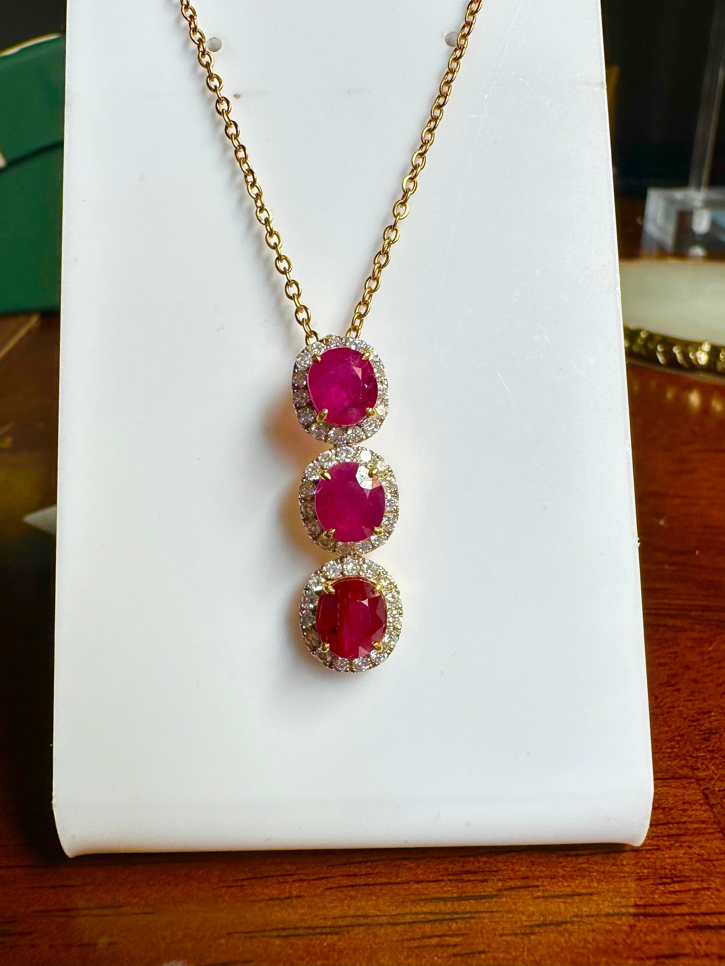 Timeless Natural Unheated Burmese Ruby(35.57CT) Necklace  with Diamonds Drop