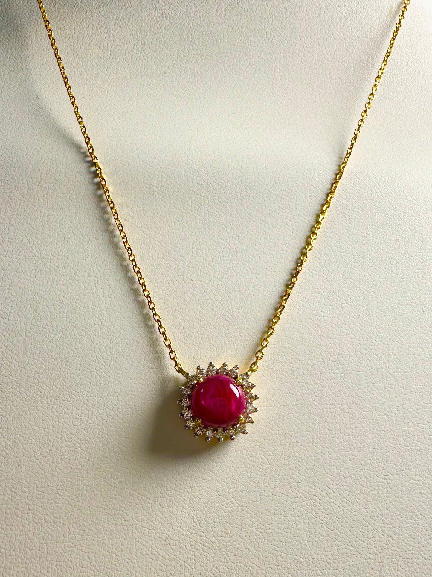 Celestial Ruby – 4.50ct Natural Unheated Mogok Star Ruby (4.5CT) Natural Diamonds & 20K Gold Pendant