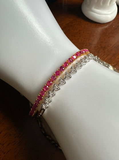 Timeless Unheated  Burmese Ruby (total 9CT) Tennis Bracelet | 20K Solid Gold