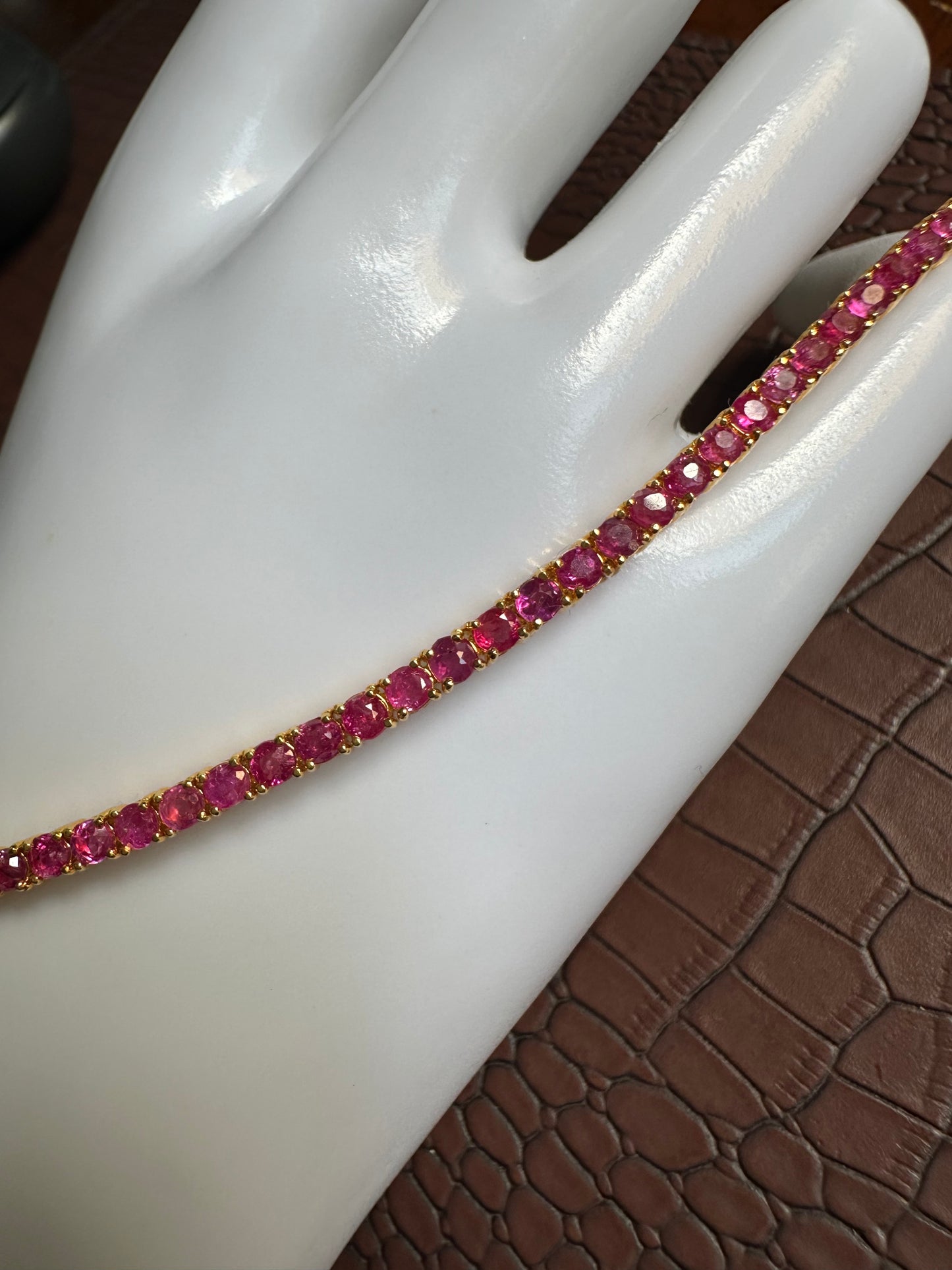 Timeless Unheated  Burmese Ruby (total 9CT) Tennis Bracelet | 20K Solid Gold