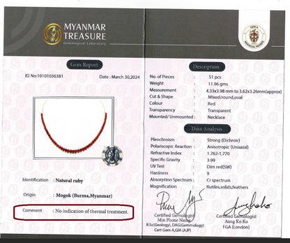 Total 21CT Natural Unheated Burma Ruby necklace/tennis necklace in 20K Gold