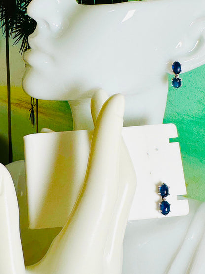 5.3 CT Natural Unheated Burmese (4) Sapphire Cabochons Earring