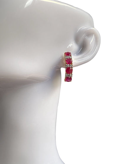 Total 4CT of Natural Unheated Burmese Ruby Dimond Earring & Total 2.50CT of NUB Ruby Diamonds Pendant Set