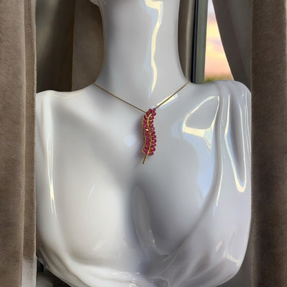 Two Ways (Pendant + Brooch) in Natural Unheated Burma Ruby (total 3.56CT) and 18K Solid Gold