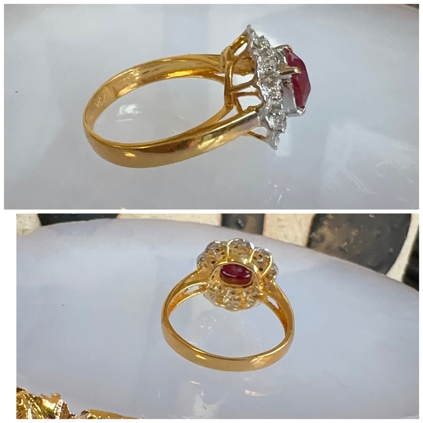 1.67CT Burmese Natural Unheated Ruby and Natural Diamonds Ring in 20K Solid Gold