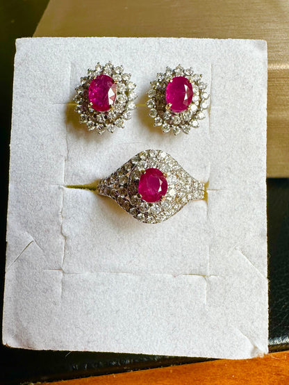 Natural Unheated Burmese Sapphires and Diamonds Earring with 20K Solid Gold