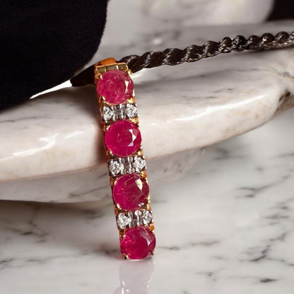 Total 4CT of Natural Unheated Burmese Ruby Dimond Earring & Total 2.50CT of NUB Ruby Diamonds Pendant Set