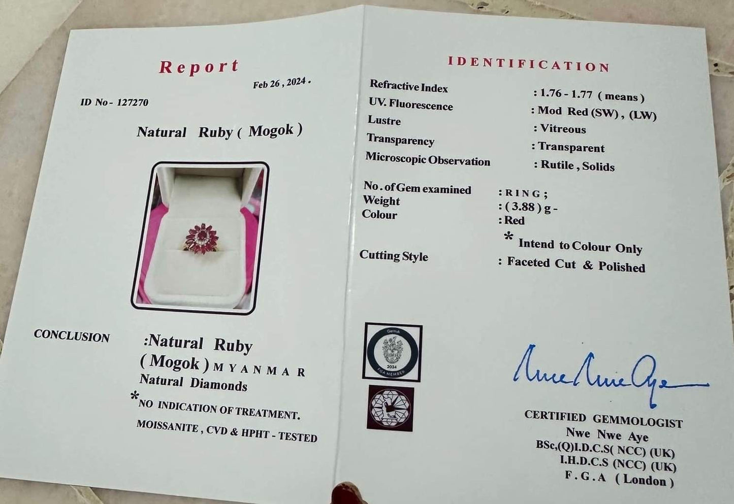 Vintage Sunflower Design Burmese Natural Unheated Ruby (2.65CT) and Diamonds Ring in 20K Solid Gold