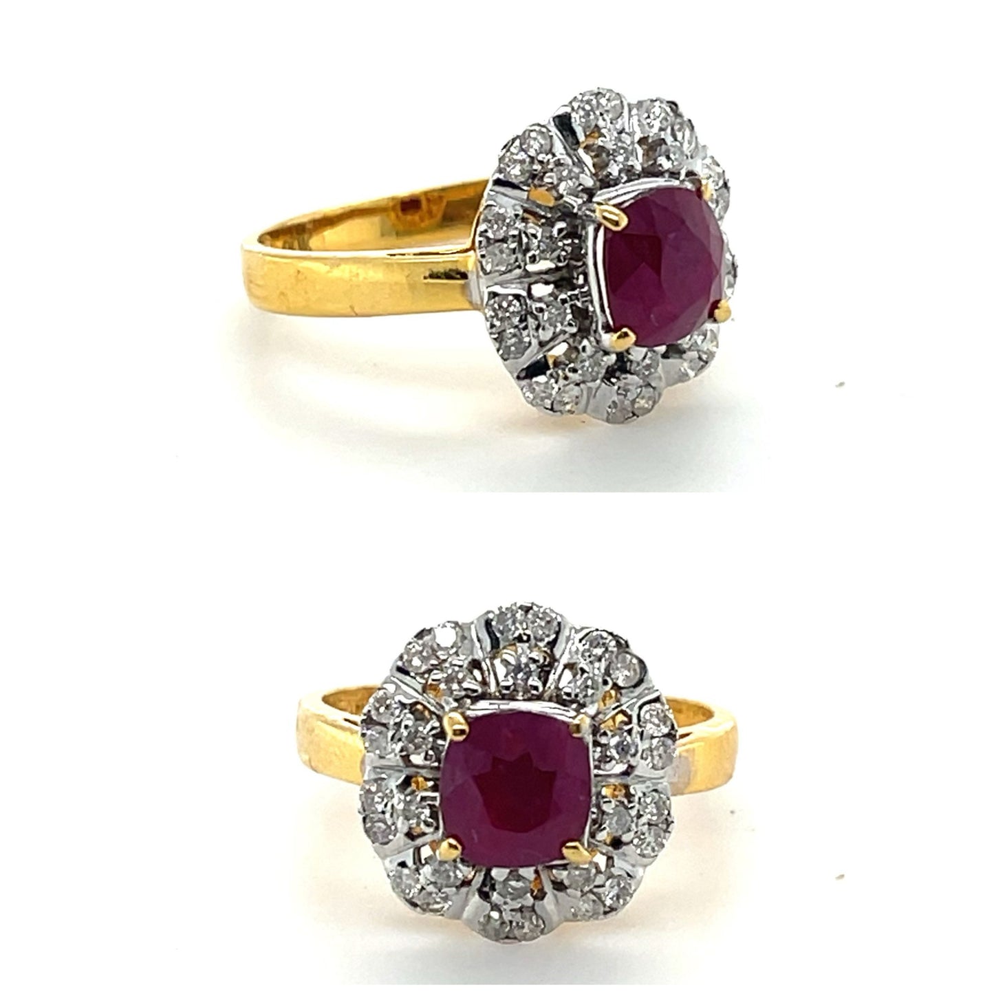 1.67CT Burmese Natural Unheated Ruby and Natural Diamonds Ring in 20K Solid Gold