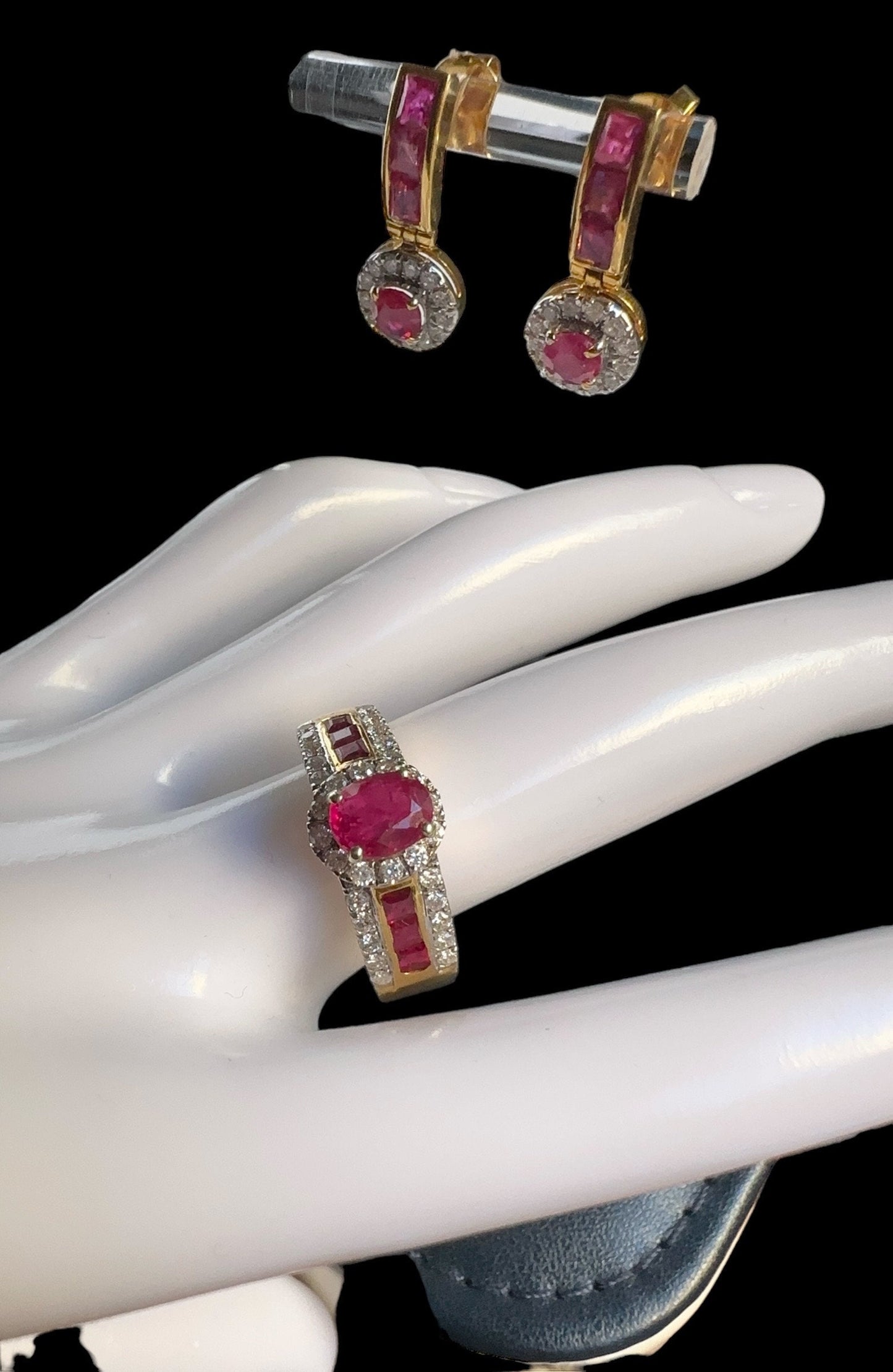 SChannel Set Engagement Ring with Natural Unheated Ruby and Diamonds Ring in 18K Gold