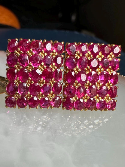 Total  6CT Burmese Natural Unheated Rubies Earrings in 20K Solid  Gold