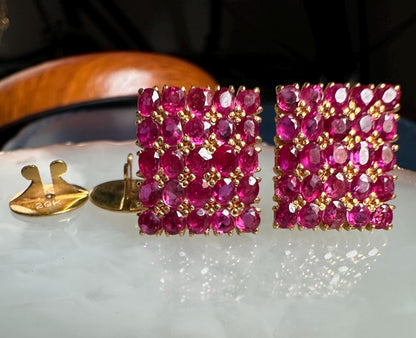 Total  6CT Burmese Natural Unheated Rubies Earrings in 20K Solid  Gold