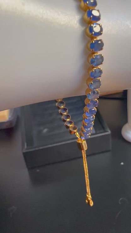 Natural Unheated Burmese Sapphire (12CT) Bracelet in 18K Solid Gold