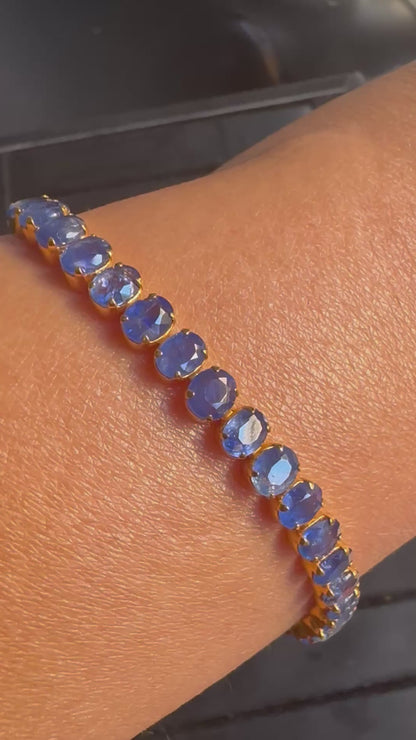 Natural Unheated Burmese Sapphire (12CT) Bracelet in 18K Solid Gold