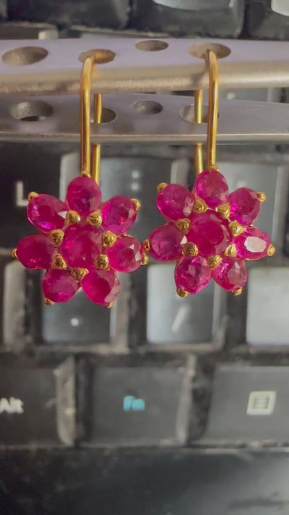 Stunning and Quality Earrings- Featuring Natural Unheated Burmese Ruby (2.752)  in 20K Solid Gold.