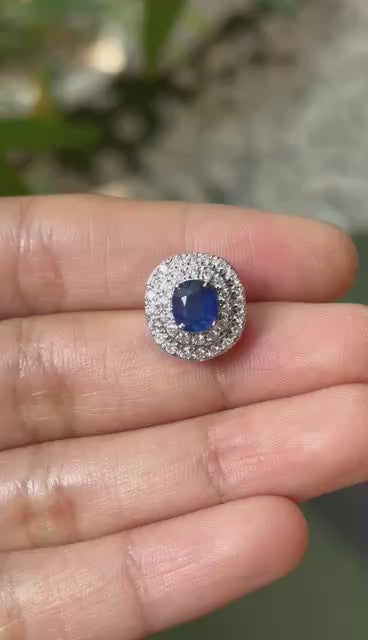 Natural Unheated Burmese Sapphire Earrings and Pendant in Solid Gold