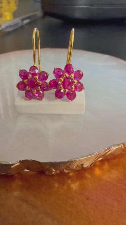 Stunning and Quality Earrings- Featuring Natural Unheated Burmese Ruby (2.752)  in 20K Solid Gold.
