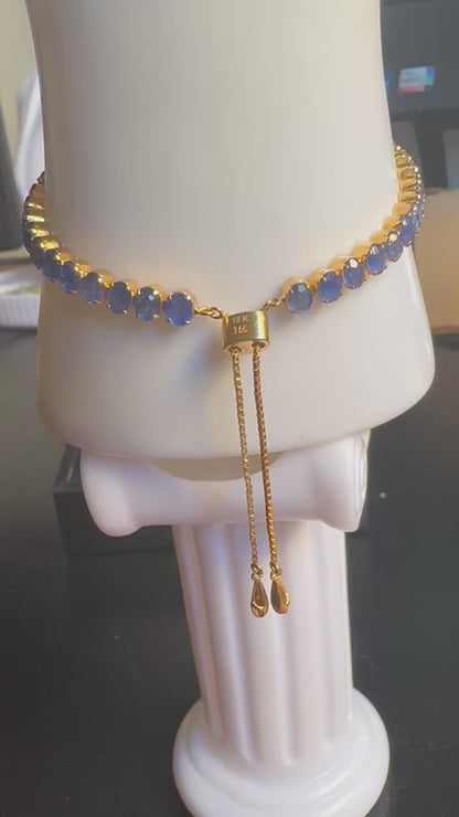 Natural Unheated Burmese Sapphire (12CT) Bracelet in 18K Solid Gold
