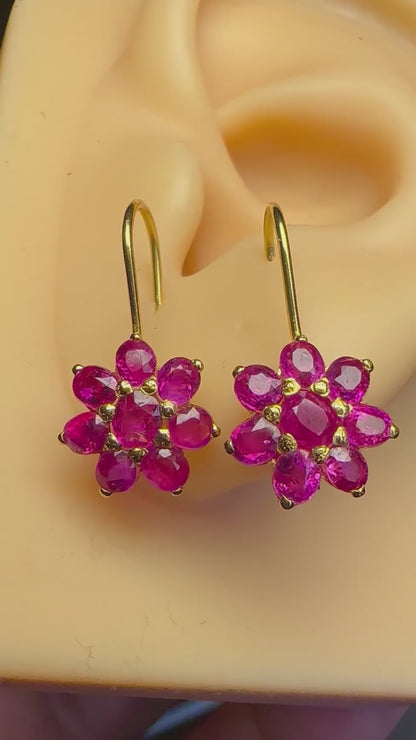 Stunning and Quality Earrings- Featuring Natural Unheated Burmese Ruby (2.752)  in 20K Solid Gold.