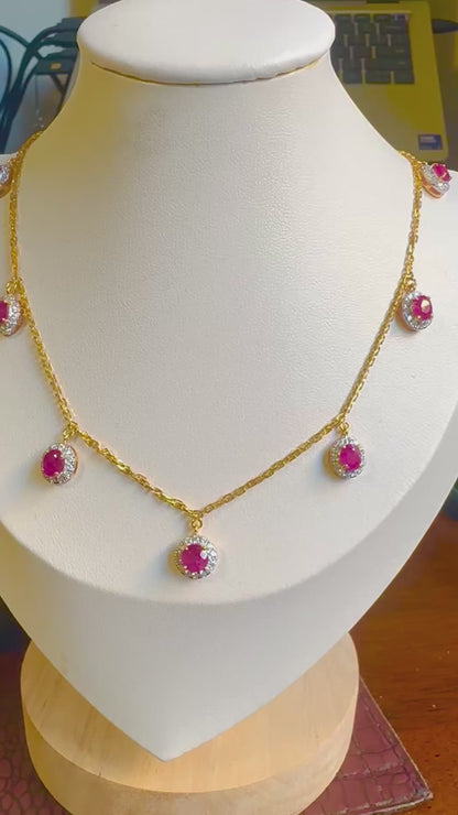 Ruby Romance – Natural Burmese Ruby (3.5CT) & Diamond 18K Gold Necklace