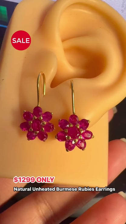 Stunning and Quality Earrings- Featuring Natural Unheated Burmese Ruby (2.752)  in 20K Solid Gold.